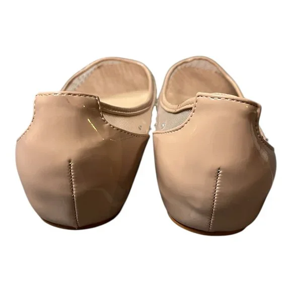 Beige Crystal Embellished Mesh Follis Strass Ballerina Flats - Picture 10 of 12